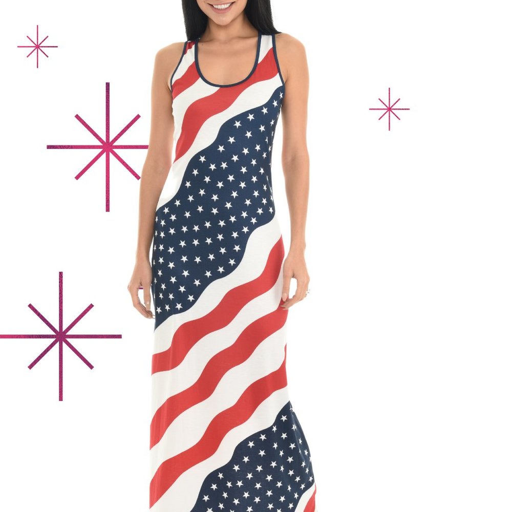 Stars & Stripes Sleeveless Maxi Dress
